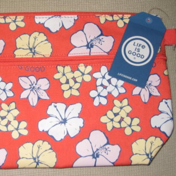 NWT Life is Good Carry All Canvas Pouch Zipped Travel Phone Makeup 10"x7" NEW - Picture 6 of 7